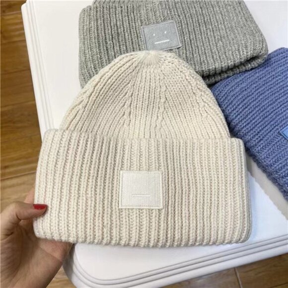 Acne Studios Accessories - Acne Ribbed Knit Beanie - Cream